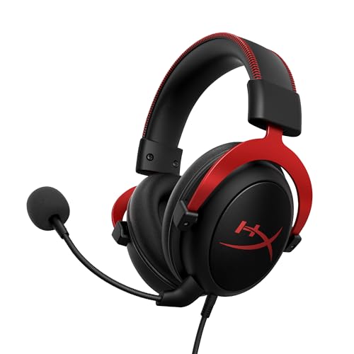 HyperX KHX-HSCP-RD Cloud II - Cascos de Gaming para PC/PS4/Mac, Negro/Rojo