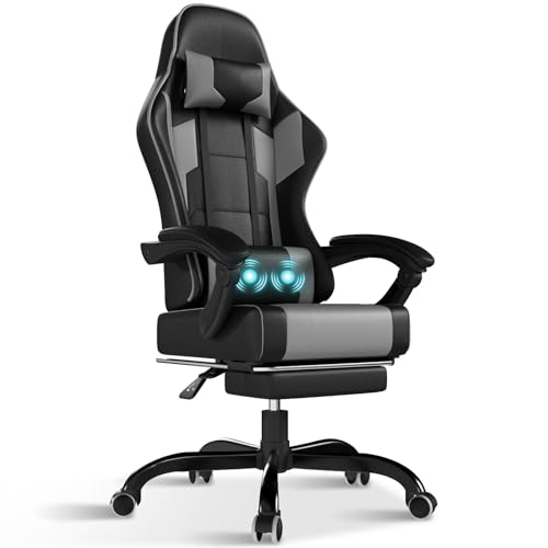 TRIUMPHKEY Silla Gaming Profesional con Masajeador, PU Silla de Juegos con...