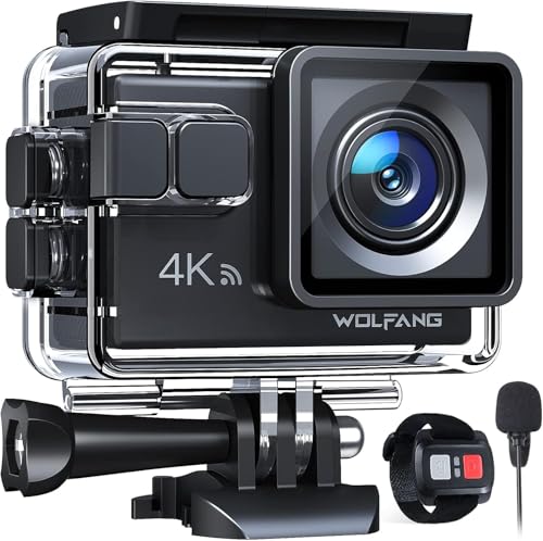 WOLFANG Cámara Deportiva GA100 4K 30FPS, Videocámara de Casco WiFi de 20MP con...